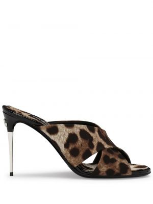 Šľapky mules s potlačou s leopardím vzorom Dolce & Gabbana