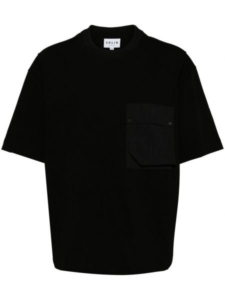 Kokvilnas t-krekls ar kabatām Solid Homme melns