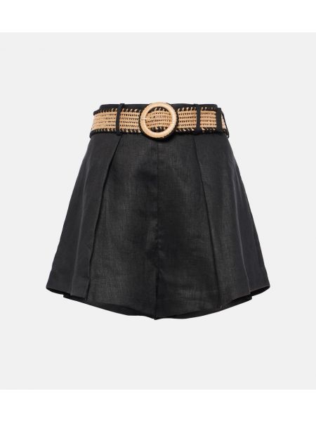 Shorts taille haute en lin Zimmermann noir