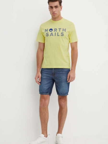 Бавовняна футболка з аплікацією North Sails жовта