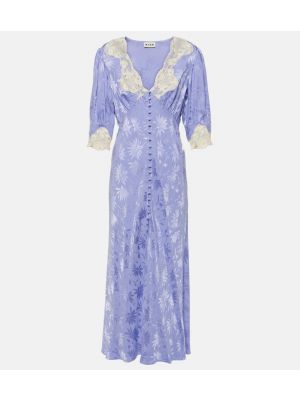 Čipkované žakárové midi šaty Rixo fialová
