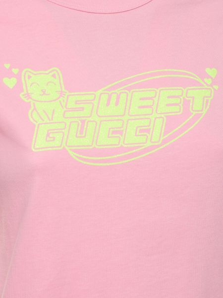 Памучна тениска от джърси Gucci розово