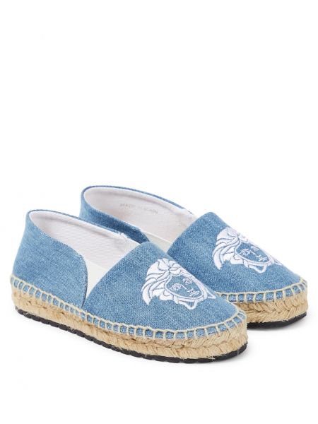 Broderet espadrillos for piger Versace Kids blå