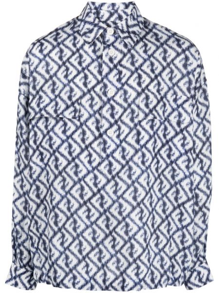 Λινό πουκάμισο με σχέδιο Fendi