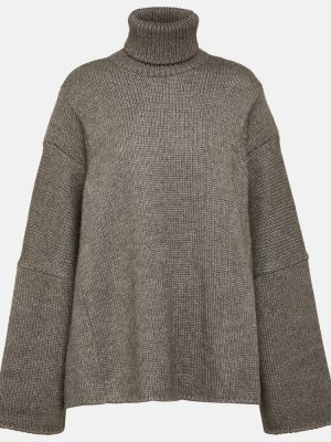 Hodvábny vlnený sveter z alpaky The Row zelená
