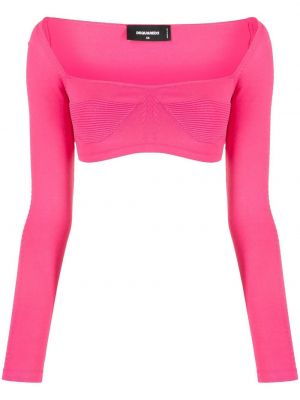 Crop top i stickad Dsquared2 rosa