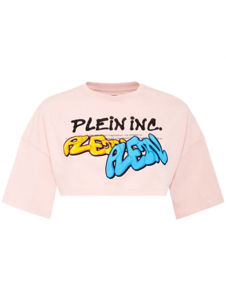 T-krekls ar apdruku Philipp Plein rozā