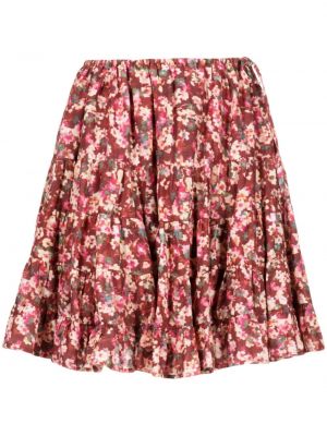 Pamučna suknja s cvjetnim printom s printom Merlette crvena