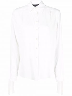Пухена копринена риза с копчета Philipp Plein бяло