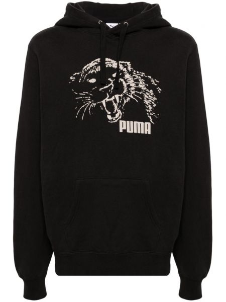 Φούτερ με κουκούλα με σχέδιο Puma μαύρο