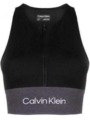 Спортен сутиен с принт Calvin Klein черно