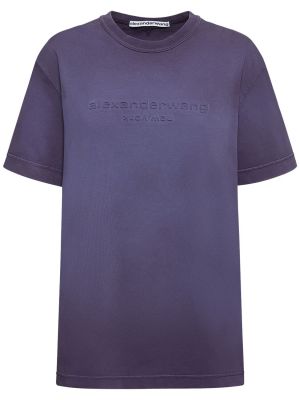 Памучна тениска Alexander Wang виолетово