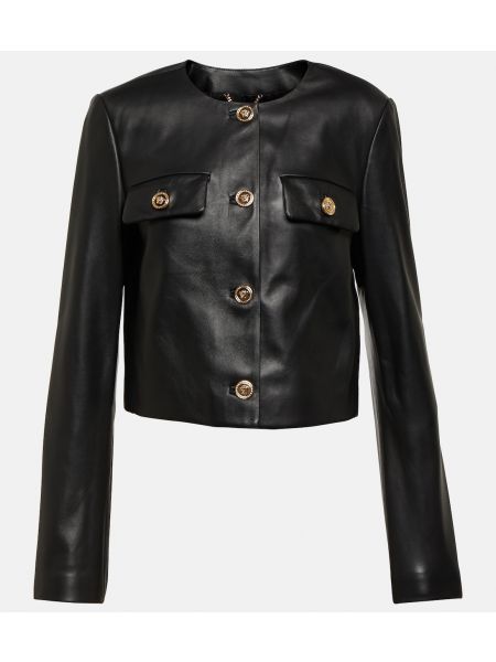 Кожаная куртка Versace черная