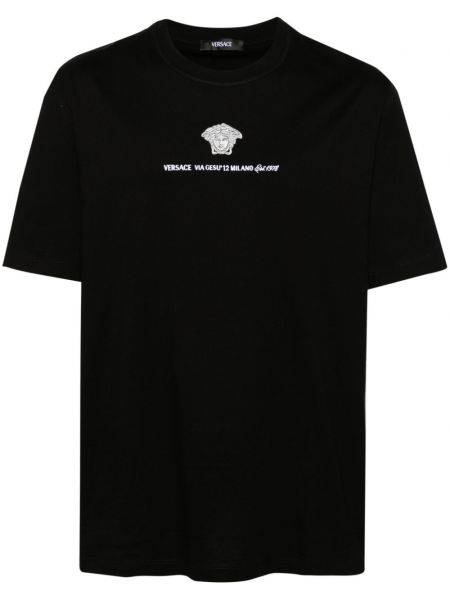 Pamučna majica Versace crna