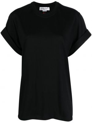 Памучна тениска с кръгло деколте Victoria Beckham черно