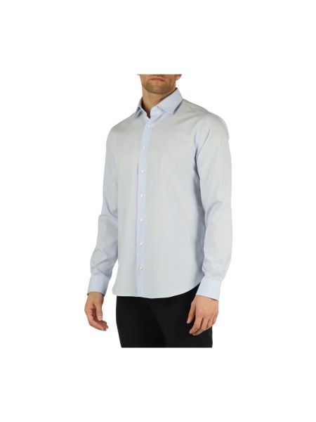 Camisa con bordado slim fit de algodón Michael Kors azul