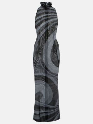 Dlouhé šaty se síťovinou Pucci šedé
