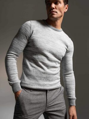 Slim fit pulovr Defacto šedý