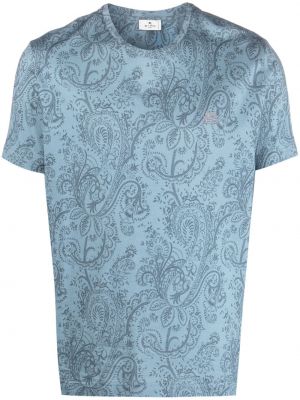 Памучна тениска с принт с пейсли десен Etro синьо