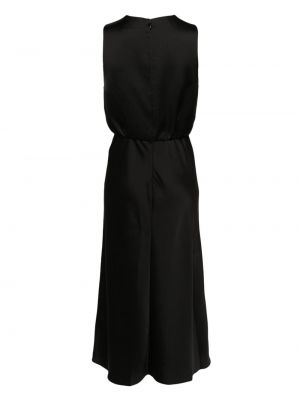 Satynowa sukienka midi z dekoltem w serek Dkny czarna
