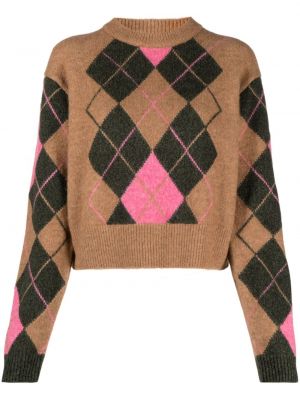 Пуловер бродиран Maison Kitsuné кафяво