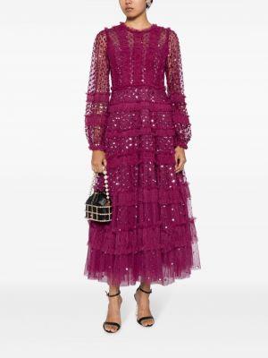 Večerní šaty s volány Needle & Thread fialové