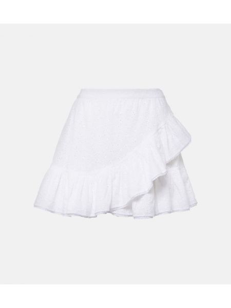 Mini falda con bordado de algodón Poupette St Barth blanco