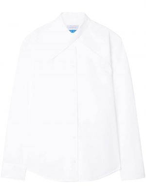 Bombažna srajca z vezenjem Off-white bela