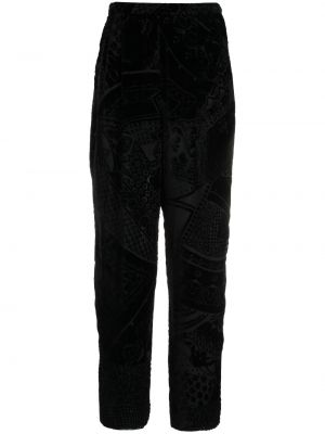 Žakárové sametové kalhoty Giorgio Armani Pre-owned černé