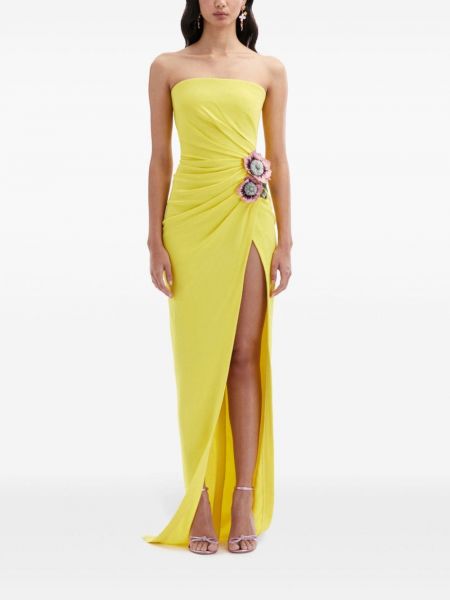 Gėlėtas vakarinė suknelė Oscar De La Renta geltona