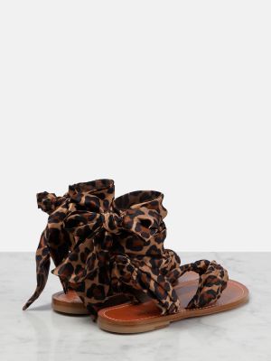 Satīna sandales ar apdruku ar leoparda rakstu Christian Louboutin