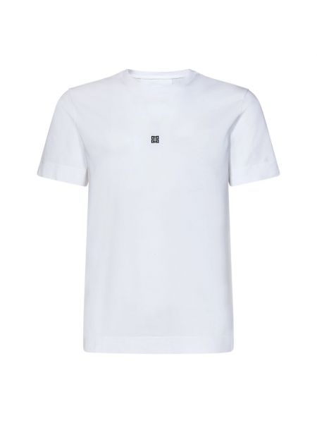 Haftowana koszulka slim fit bawełniana Givenchy biała