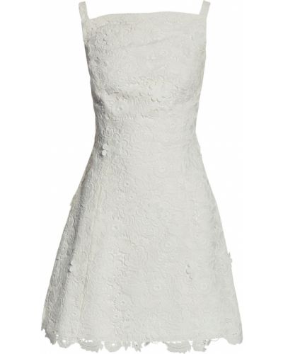 Кружевное гипюровое ажурное платье мини Carolina Herrera, белое