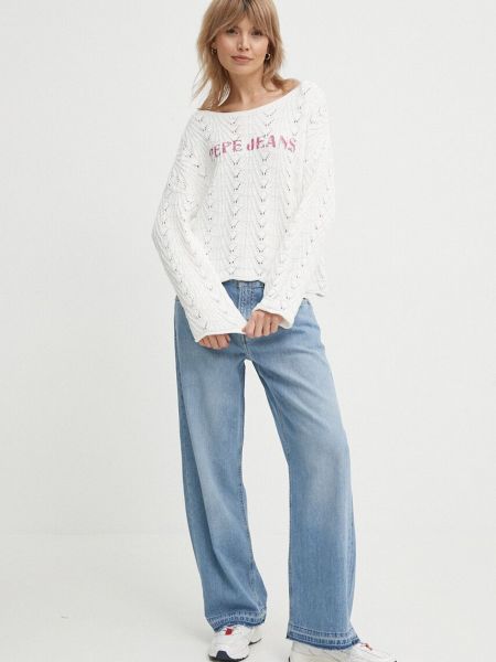 Sweter bawełniany Pepe Jeans biały