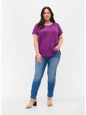T-shirt à motif mélangé Zizzi violet