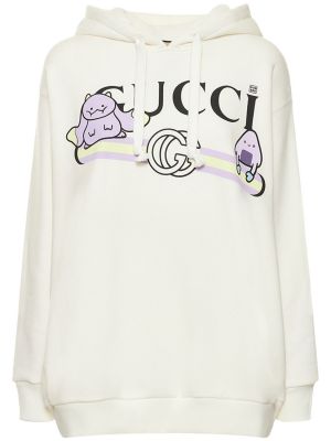 Bavlněná mikina s kapucí Gucci bílá