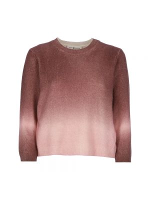 Sweter z kaszmiru z okrągłym dekoltem Tory Burch różowy