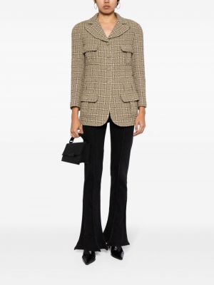 Veste à carreaux en tweed Chanel Pre-owned vert