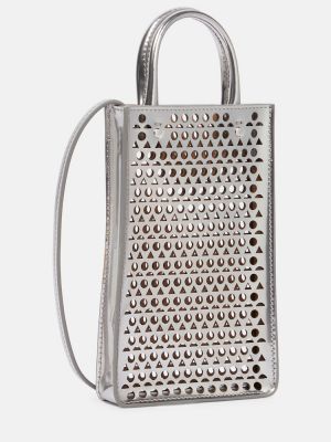 Kožená kabelka Alaã¯a stříbrná
