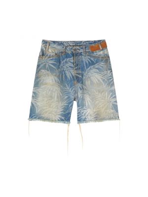 Джинсовые шорты с принтом Palm Angels синие