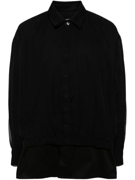Πουπουλένιο βαμβακερό πουκάμισο Songzio μαύρο