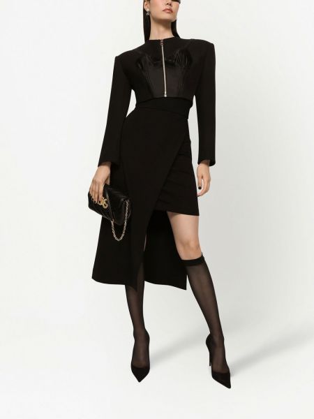 Asimetriskas midi svārki džersija Dolce & Gabbana melns