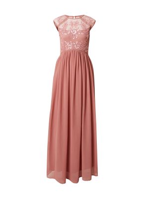 Csipkés gyöngyös estélyi ruha Lace & Beads rózsaszín