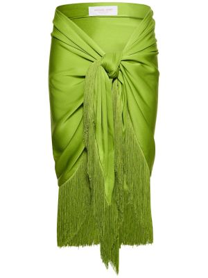 Midi sukně s třásněmi Michael Kors Collection zelené