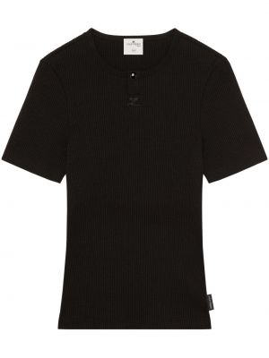 T-shirt brodé en jersey Courrèges noir