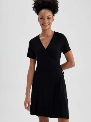 Mini šaty s krátkými rukávy Defacto černé