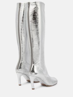 Stivali di gomma di pelle Dries Van Noten argento