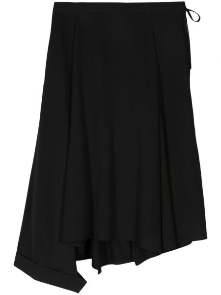 Asymetrické vlněné midi sukně Yohji Yamamoto černé