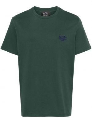 Kokvilnas t-krekls ar izšuvumiem A.p.c. zaļš