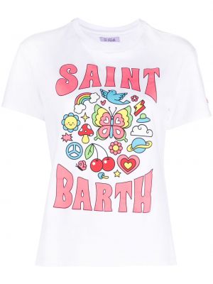Bombažna majica s potiskom Mc2 Saint Barth bela